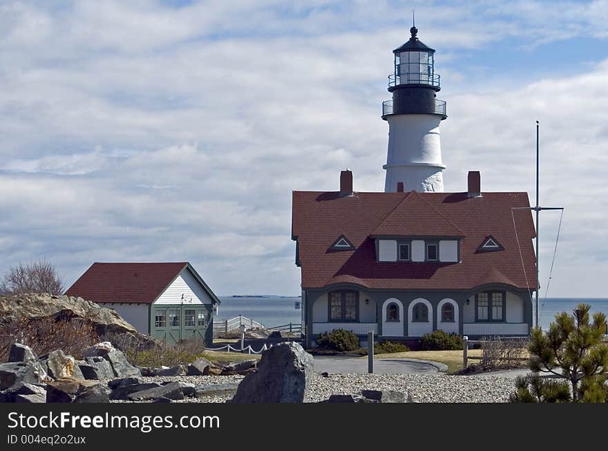 Portland Headlight lighthouse at Fort Williams in Cape Elizabeth, Maine