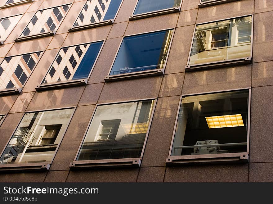 Reflections in office building windows