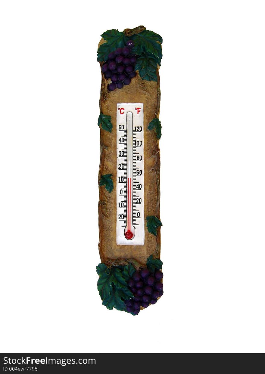 Decorative grape design thermometer isolated. Decorative grape design thermometer isolated