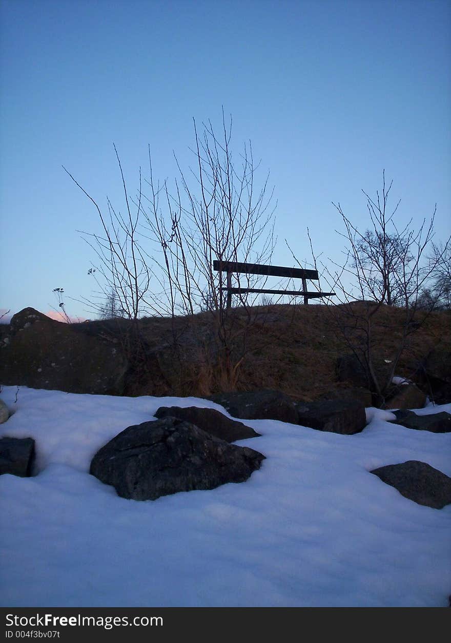 Sitting on the bench. Sitting on the bench