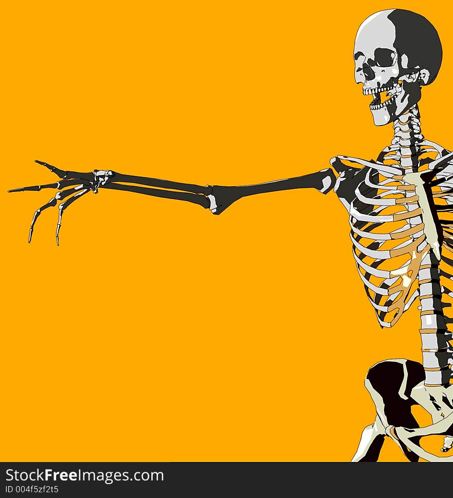 This a skeleton in a pose. This a skeleton in a pose