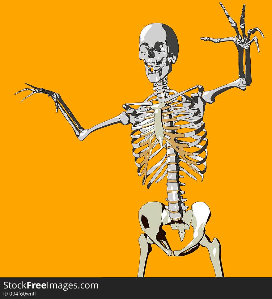 This a skeleton in a pose. This a skeleton in a pose