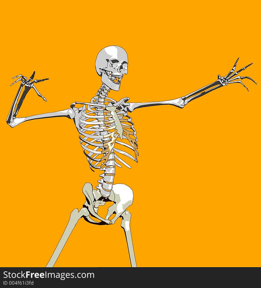 This a skeleton in a pose. This a skeleton in a pose.