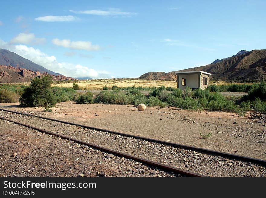 Railway tracks going through the mountains in South America. Railway tracks going through the mountains in South America