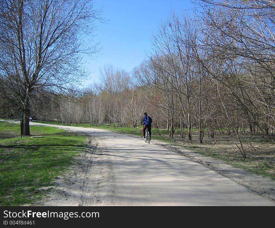 Man riding his bike. Man riding his bike