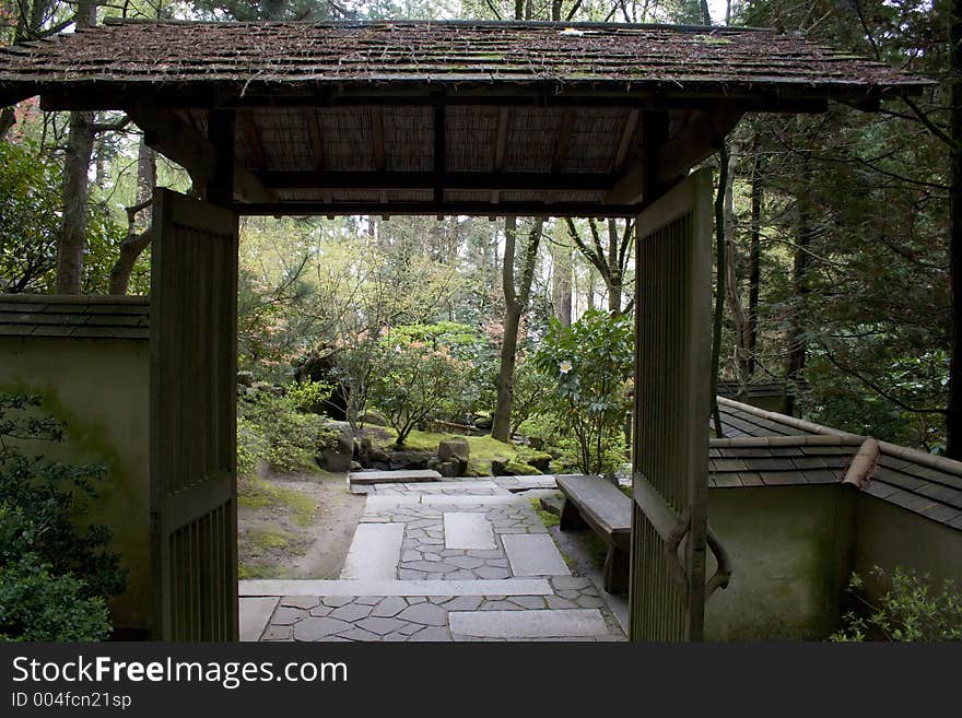 Japanese garden in early spring