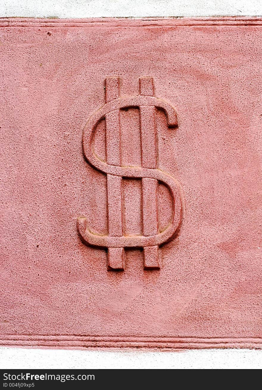 Dollar symbol on old wall. Dollar symbol on old wall