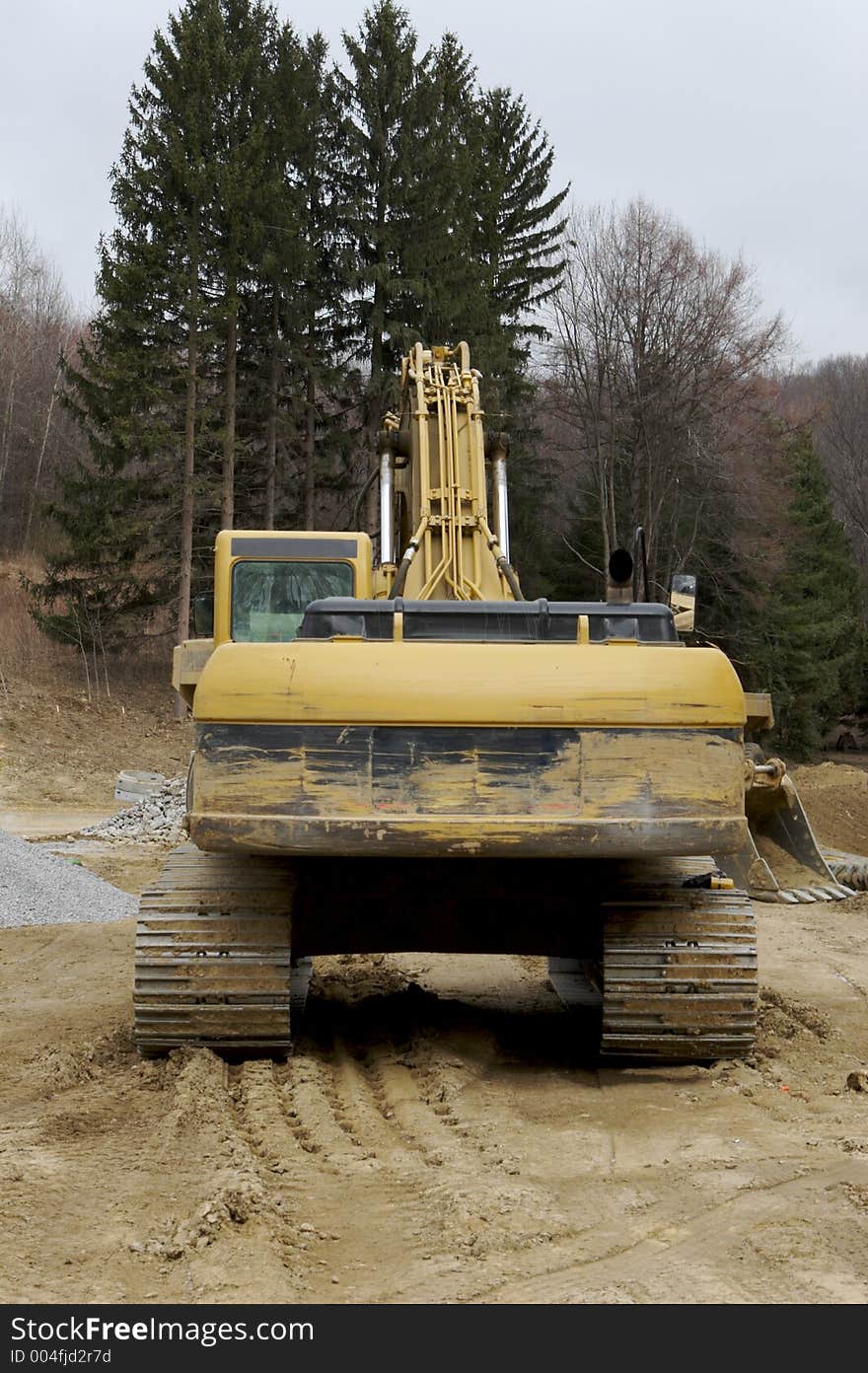 Rear View of an Excavator