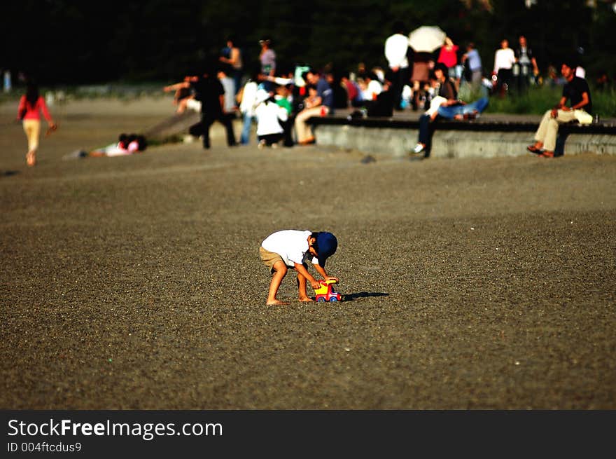 Boy playing on the beach