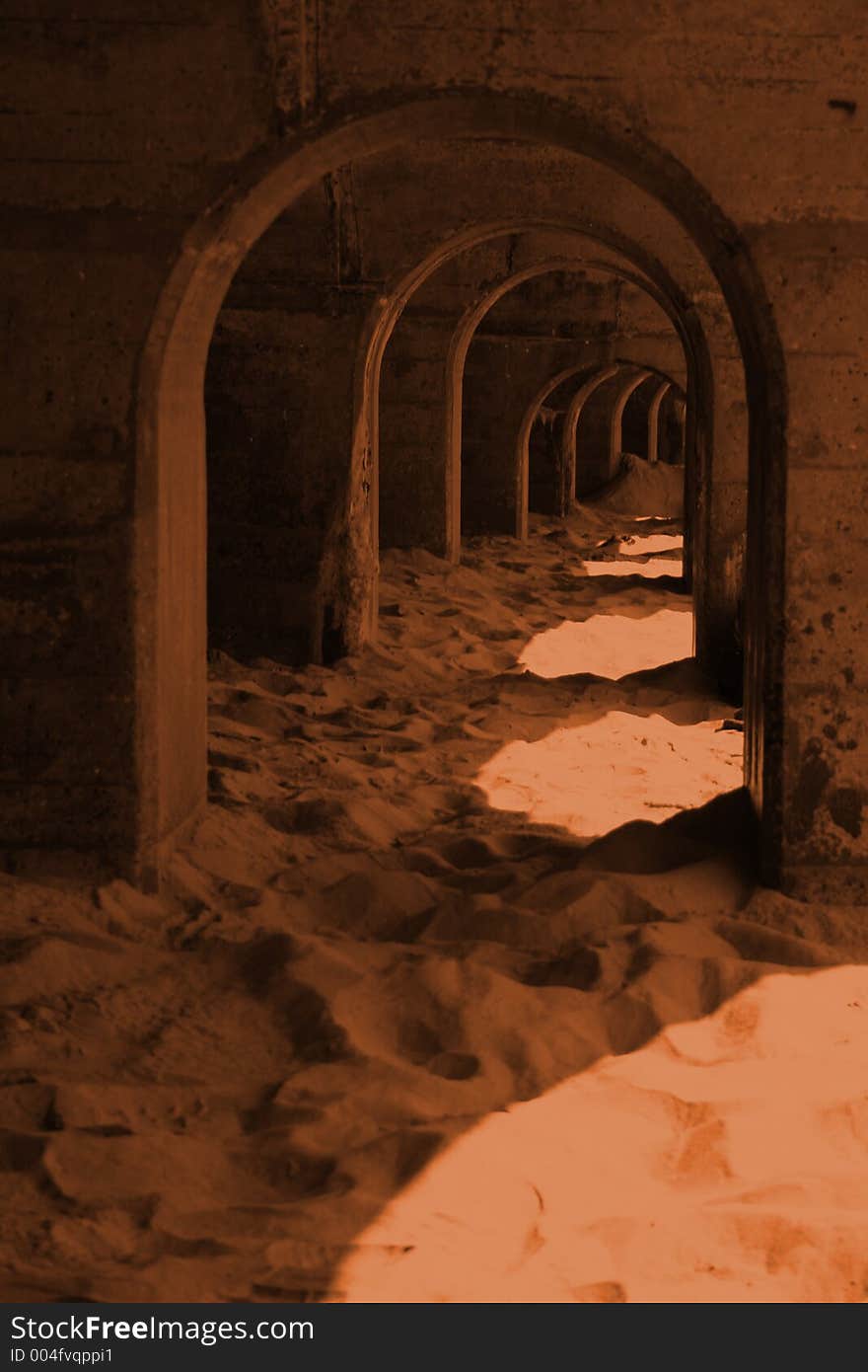 Concrete arches on the beach in Folkestone. Concrete arches on the beach in Folkestone