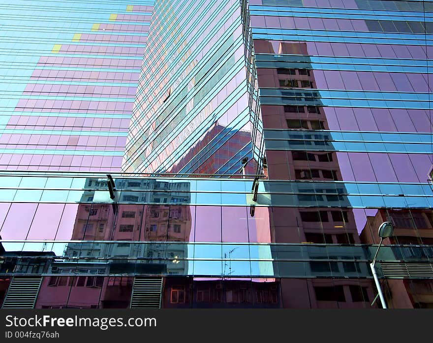 Colored Skyscraper In Hong Kong