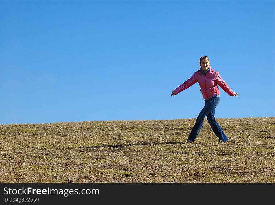 Young woman playing