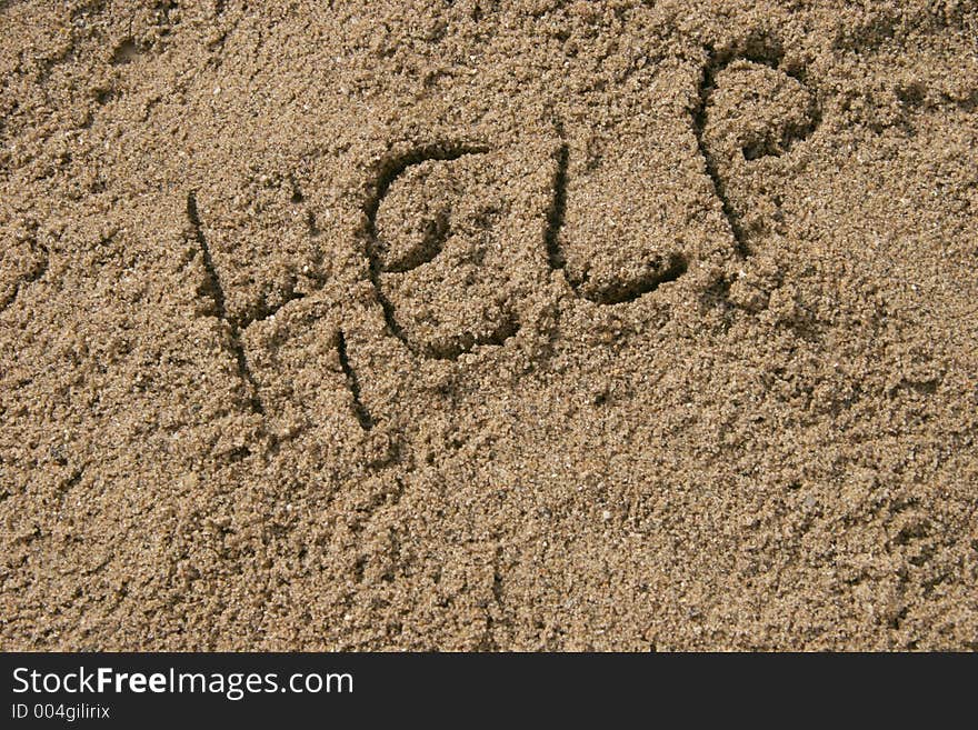 Help written in sand