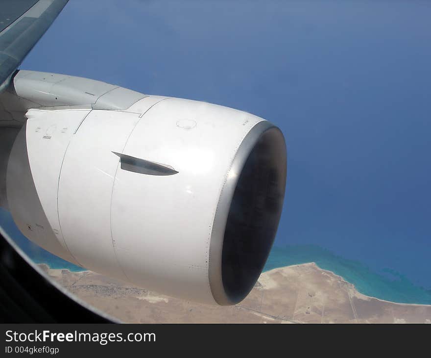 Overflying the Egyptian coast. Boeing 767. Overflying the Egyptian coast. Boeing 767