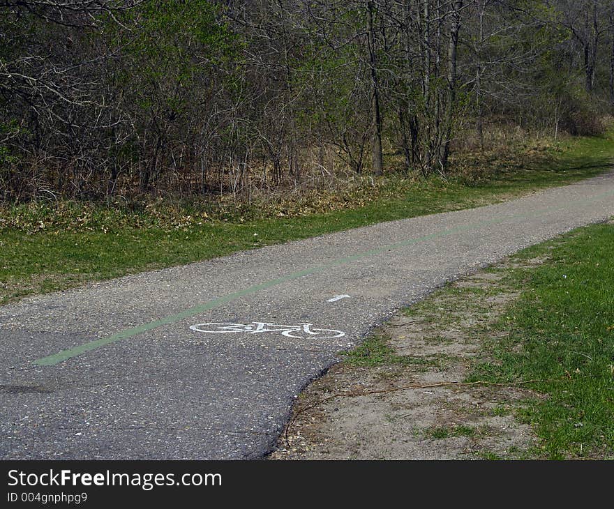 Bicycle Path in the Park showing bicycle insignia