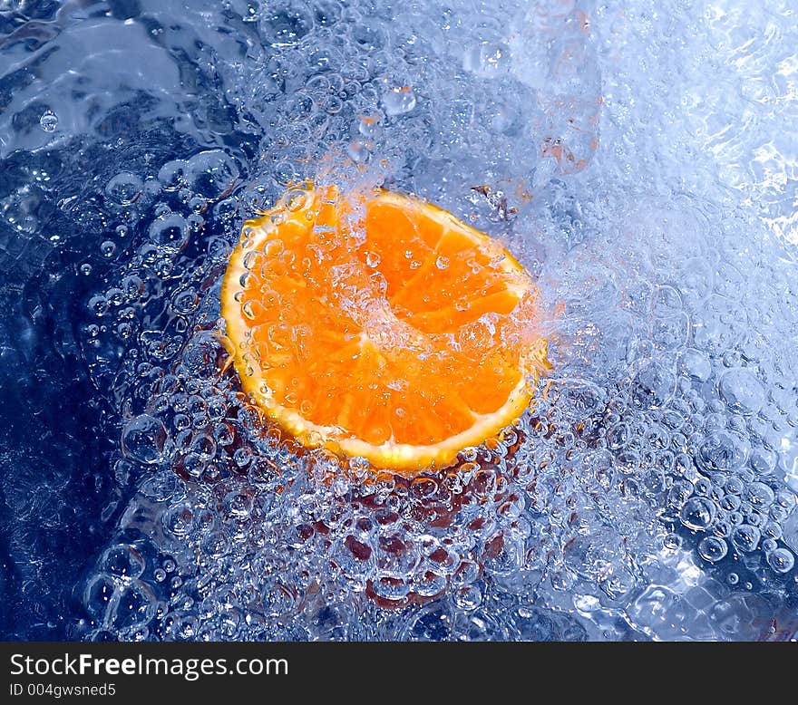 Orange in cold water. Orange in cold water