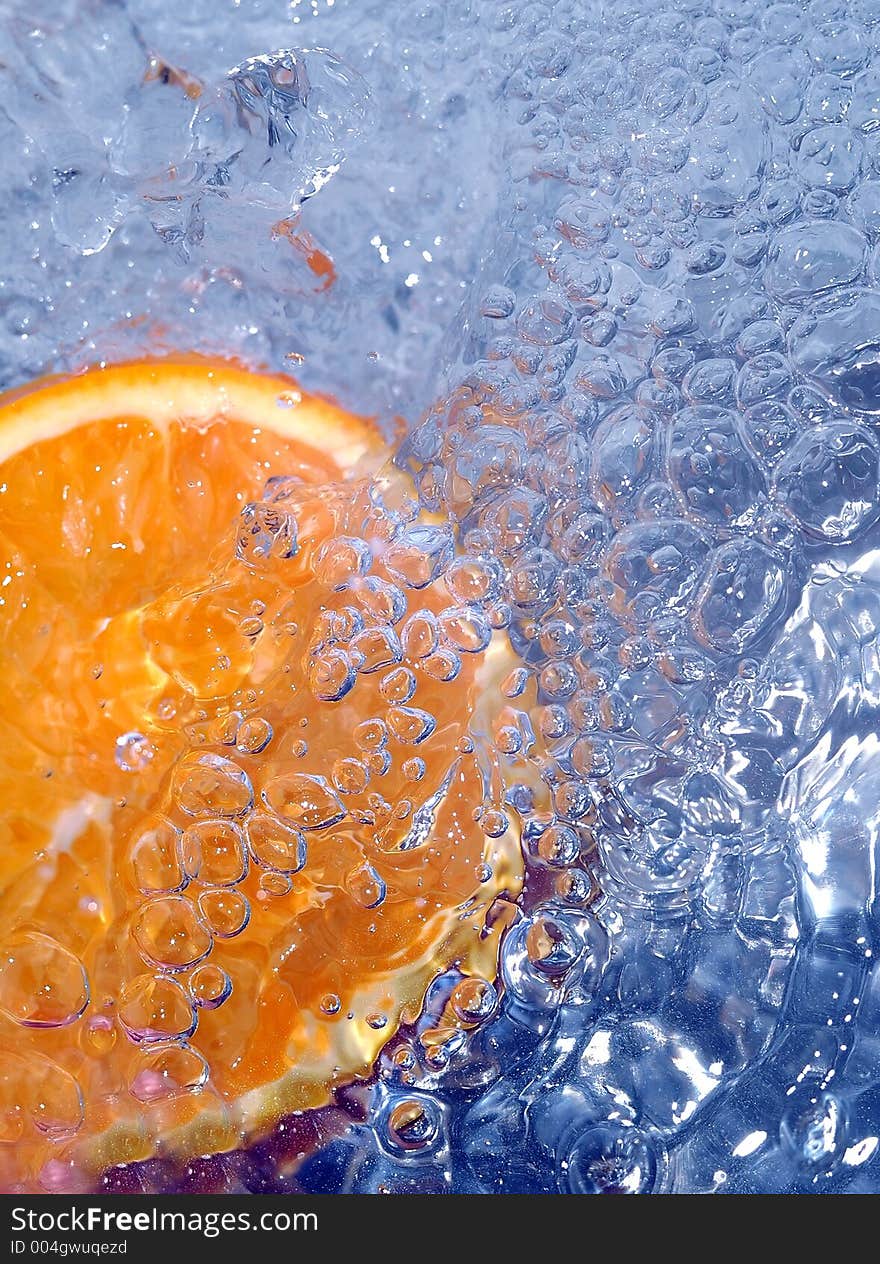 Orange in cold water. Orange in cold water