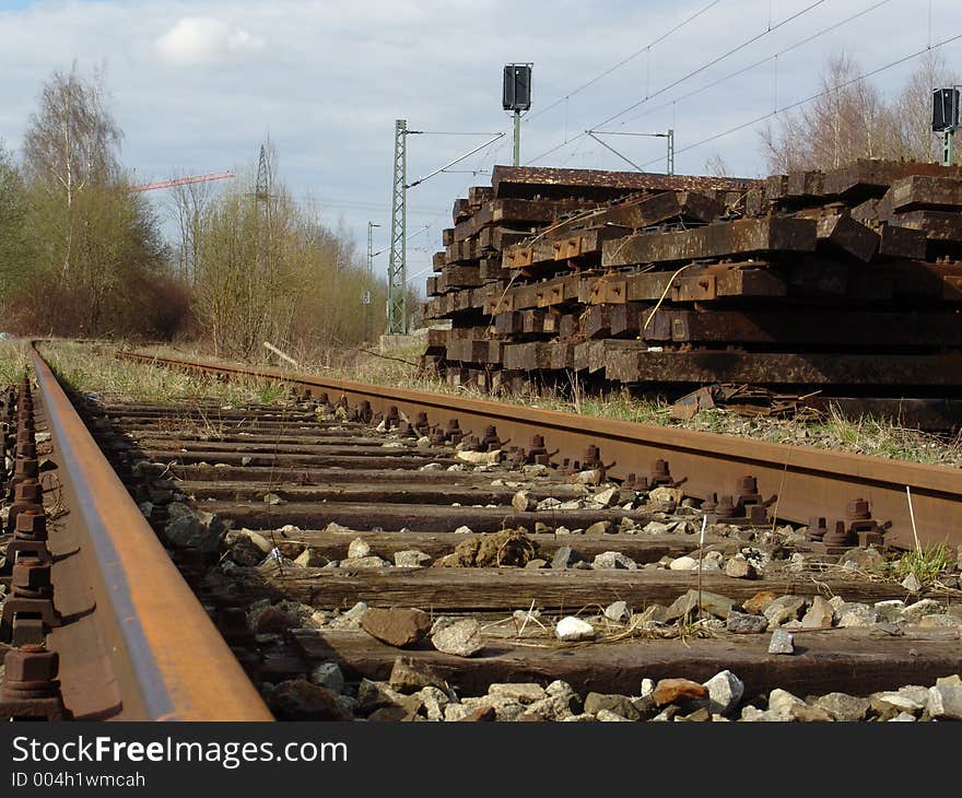 Sleepers or ties for railroads.April 2006. Sleepers or ties for railroads.April 2006