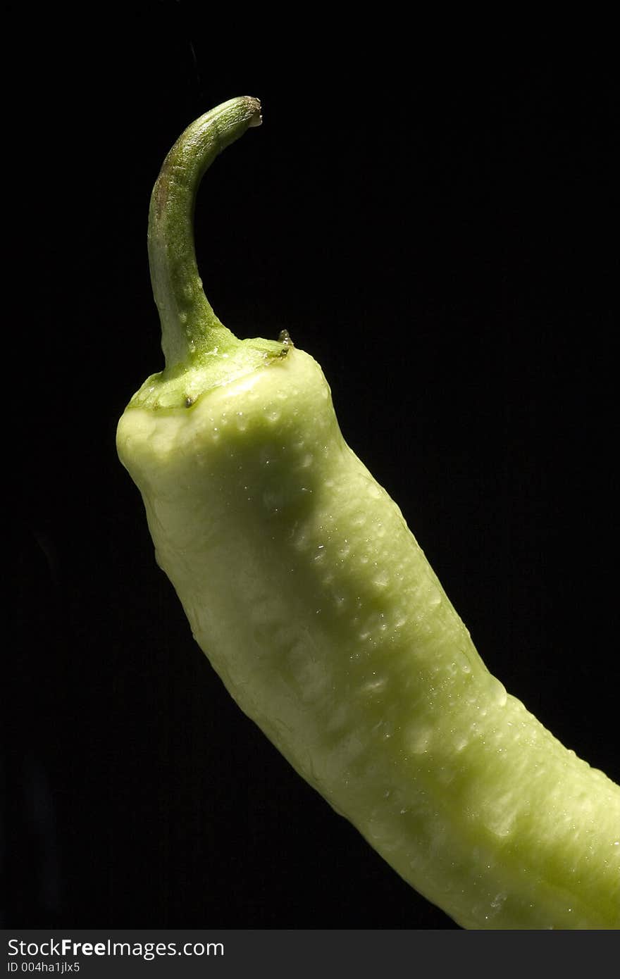 Part of green paprika with water drops. Part of green paprika with water drops