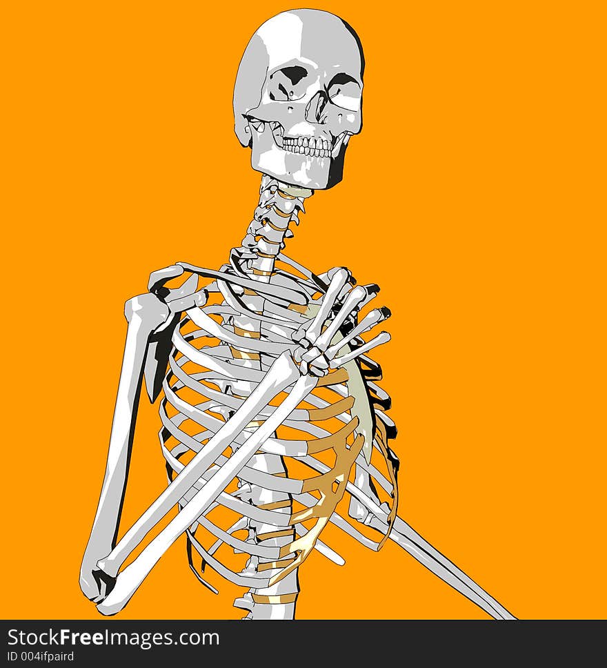 This is a skeleton in a pose. This is a skeleton in a pose.