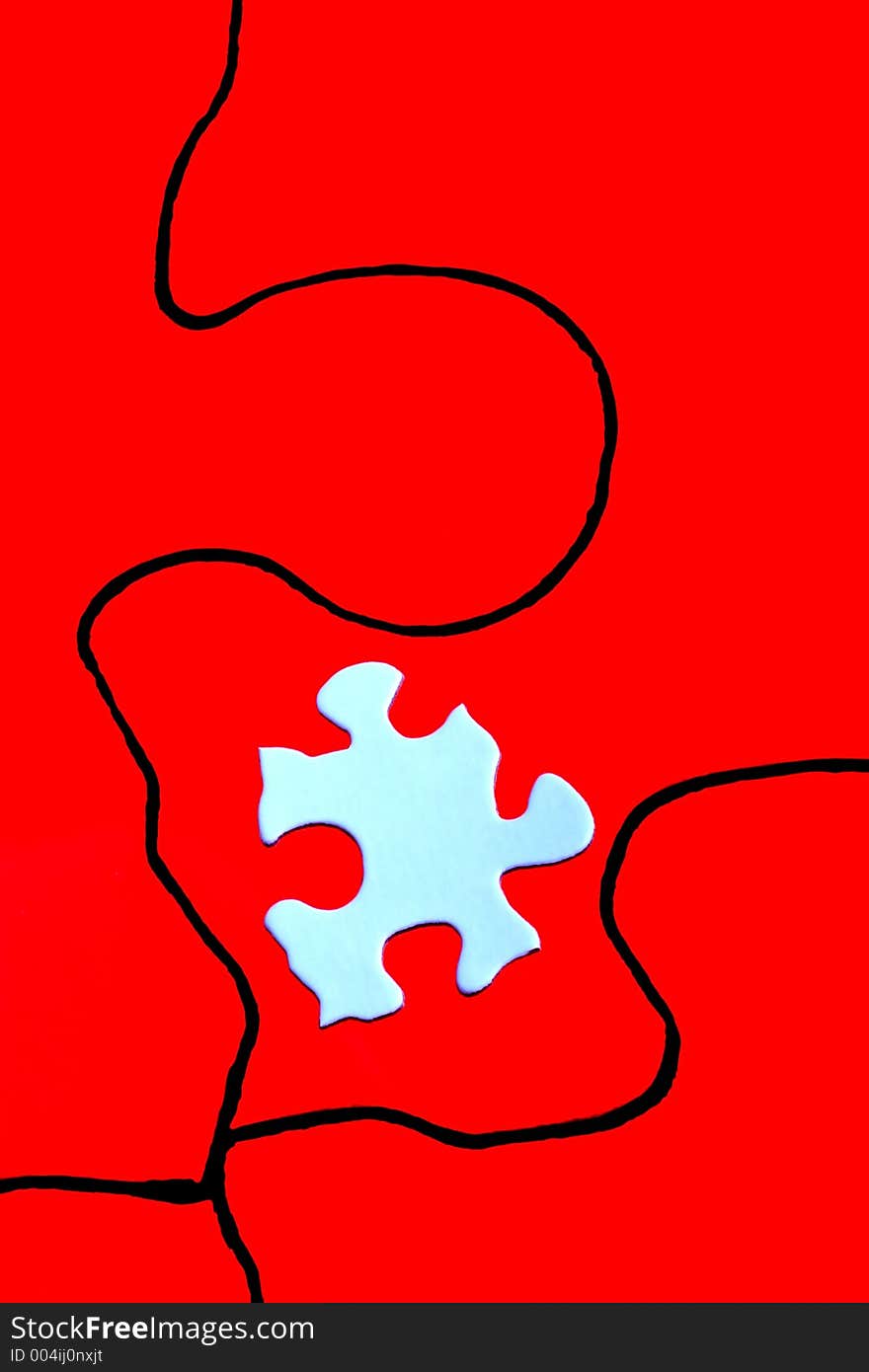 White puzzle piece in outline of puzzle. White puzzle piece in outline of puzzle.