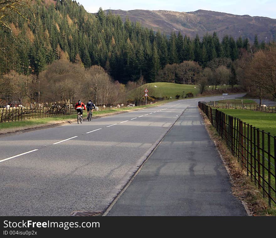 Cyclists on the road