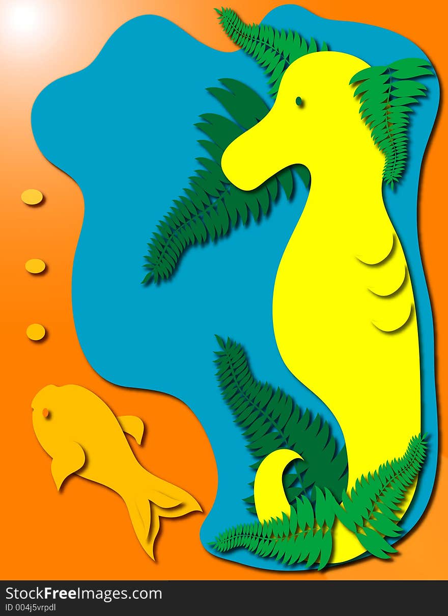 Seahorse and Fish