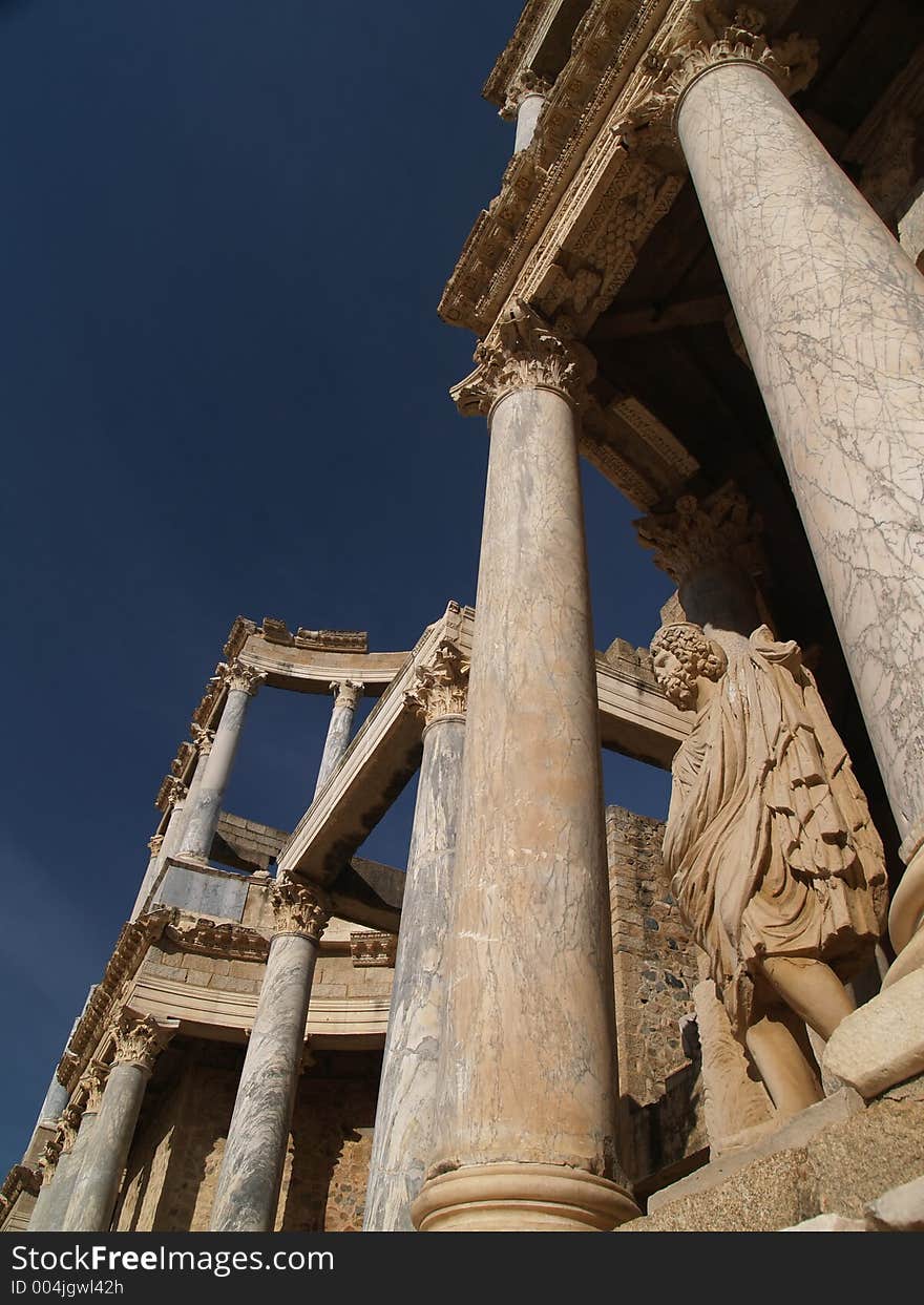 Old roman ruins in Merida, Spain