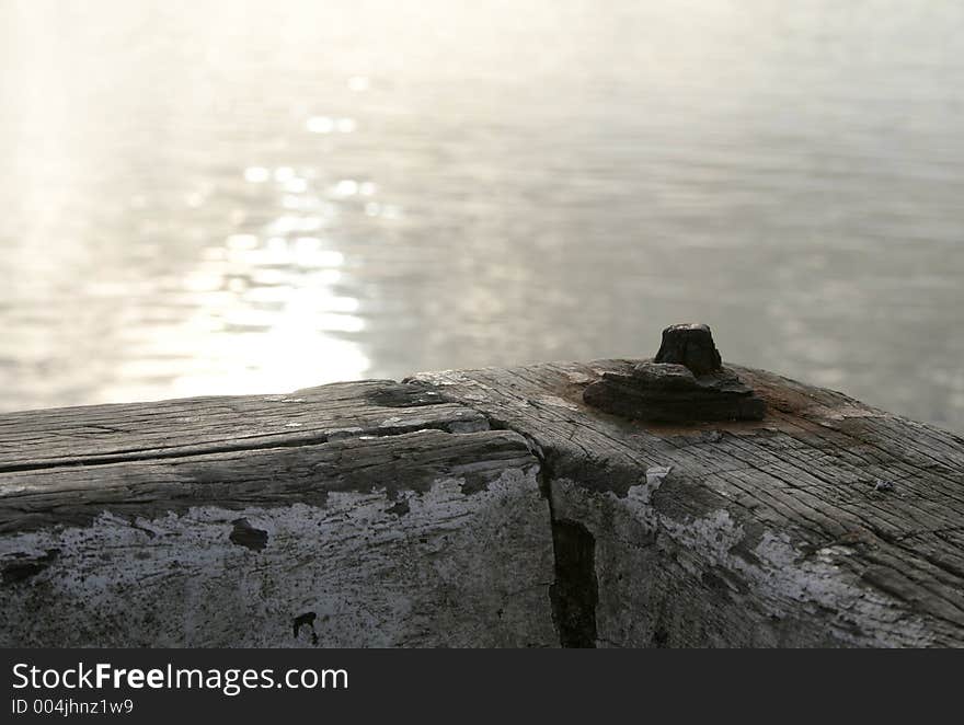 Old wooden pier in morning light.