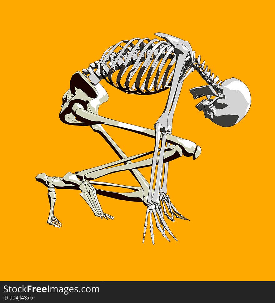 This a skeleton in a pose. This a skeleton in a pose