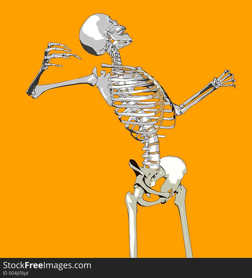 This a skeleton in a pose. This a skeleton in a pose.