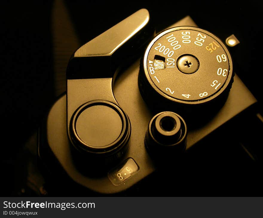 Film Crank of a SLR Camera in Sepia tone