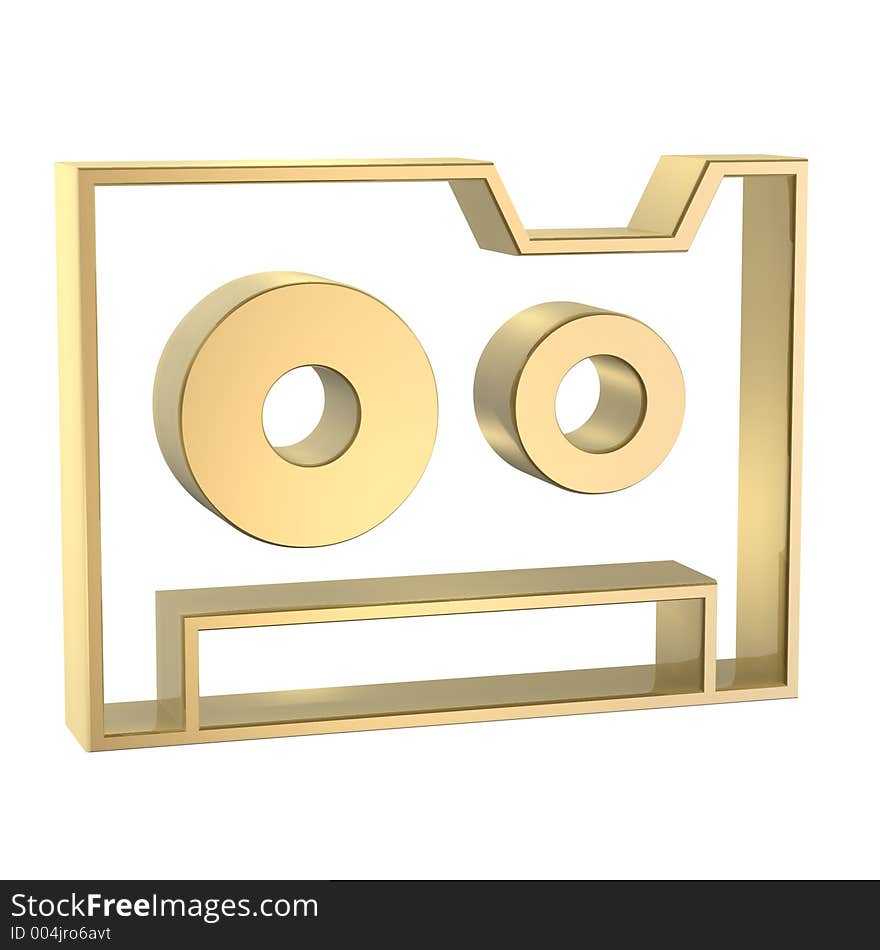 Golden cassette tape symbol. Golden cassette tape symbol