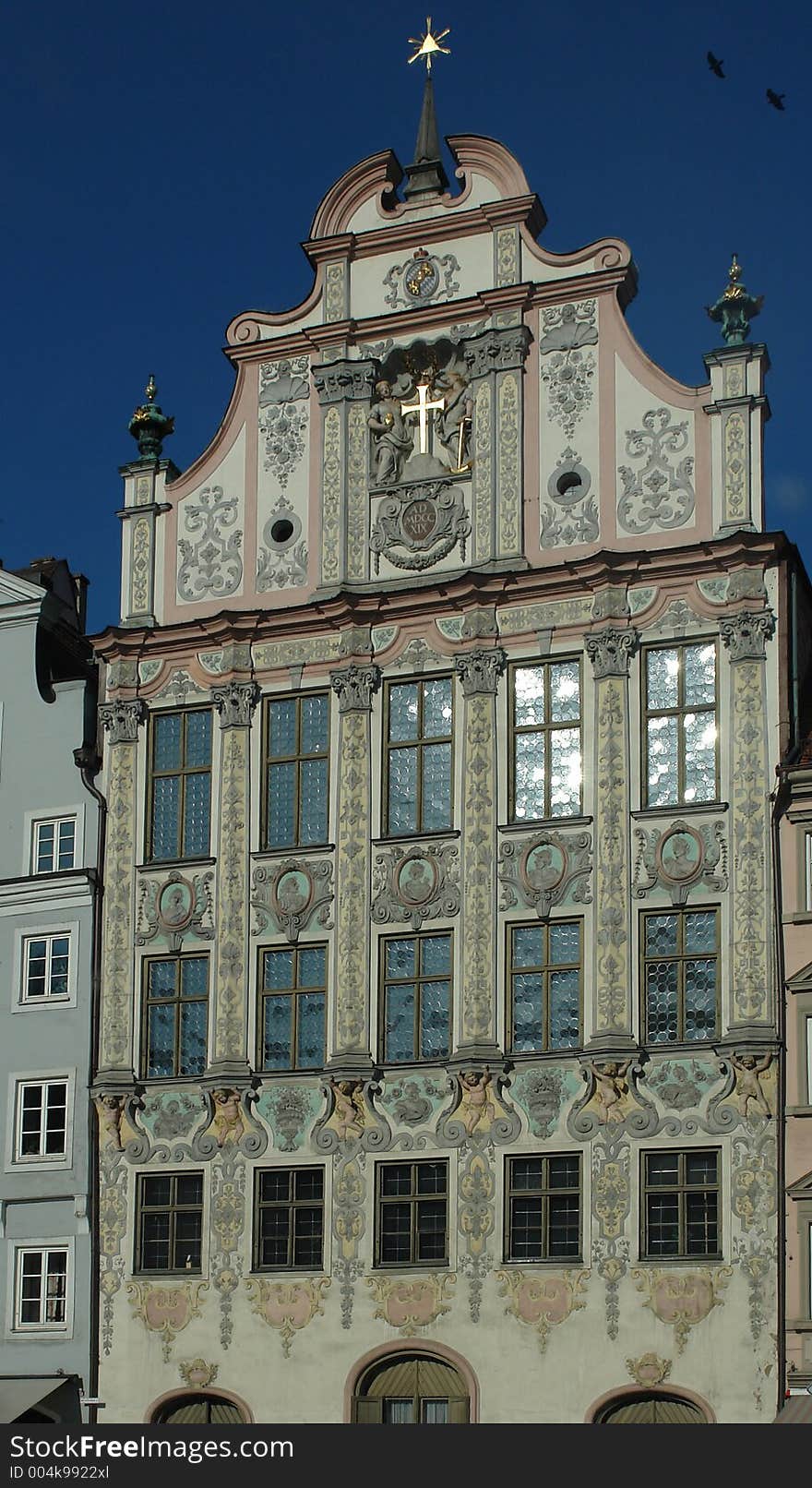 This beautiful old house is part of a long row of buildings at the market square in Landsberg at the river Lech in Bavaria. This beautiful old house is part of a long row of buildings at the market square in Landsberg at the river Lech in Bavaria.