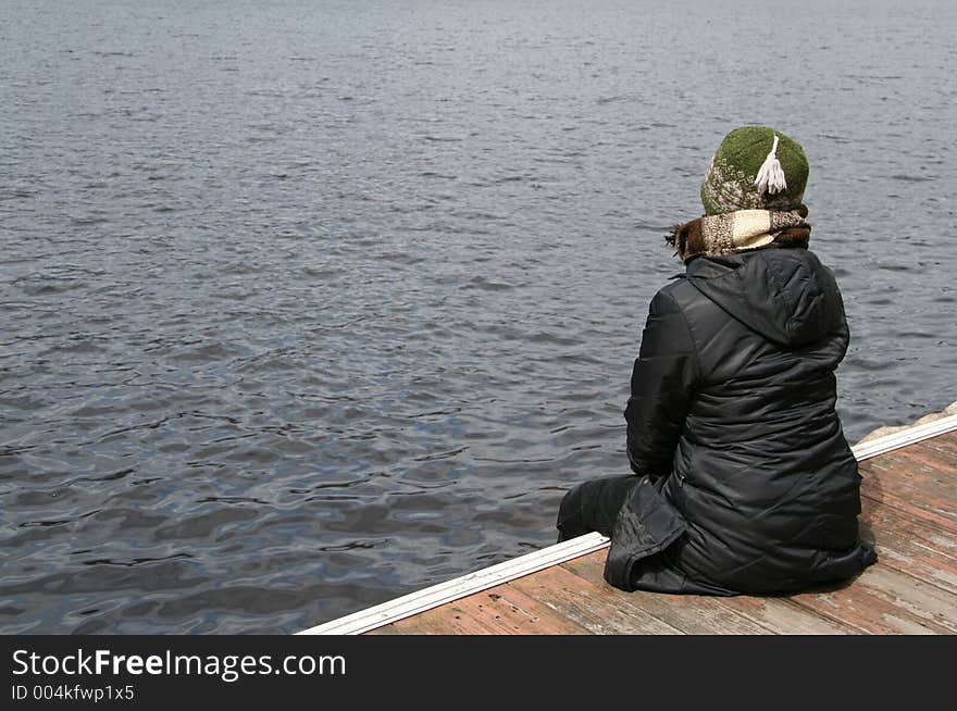 Pensive Woman by the lake. Pensive Woman by the lake