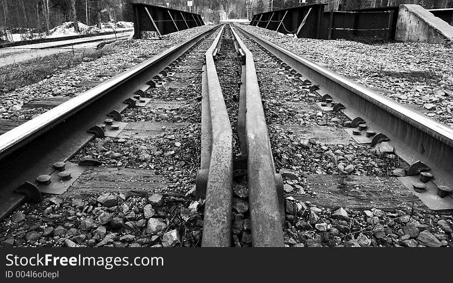 Railway tracks in the Okanagan area, British Columbia, Canada