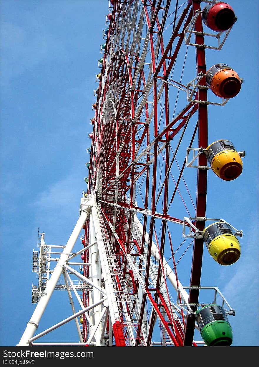 Wheel at a amusement park.