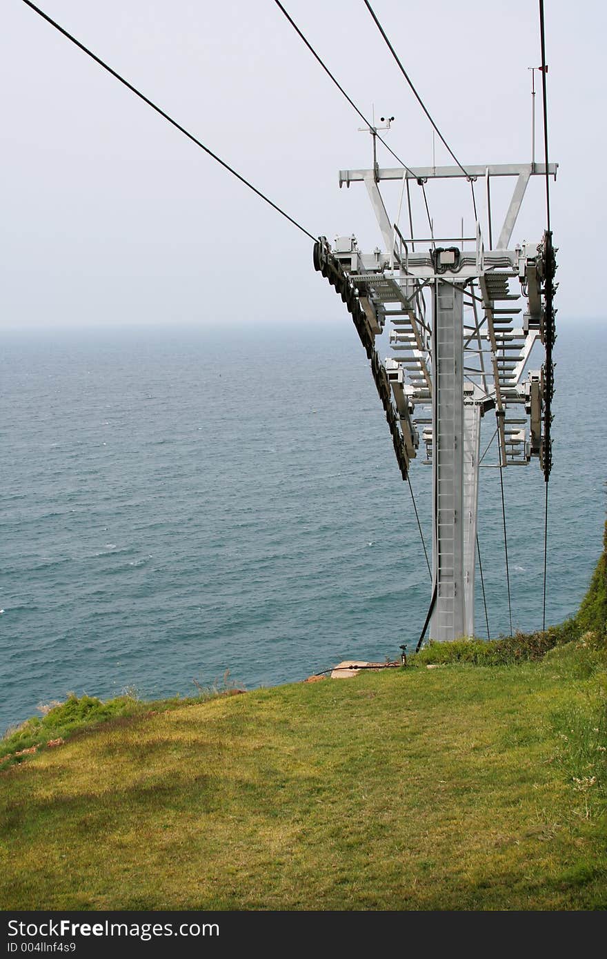 Cable railway construction at crimea mountains