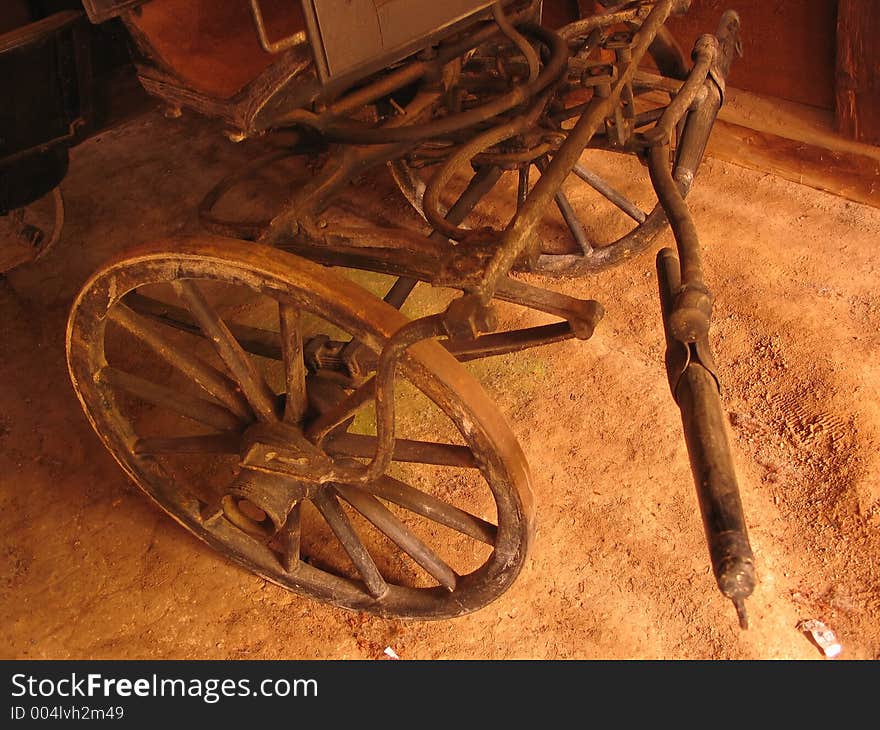 An old farmer´s coach in an historical museum. An old farmer´s coach in an historical museum.