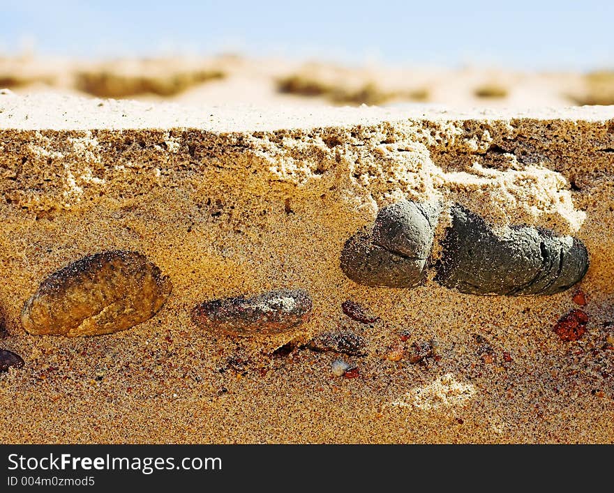 Stones and sand