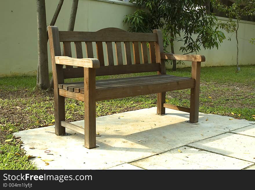 Wooden Bench in Park