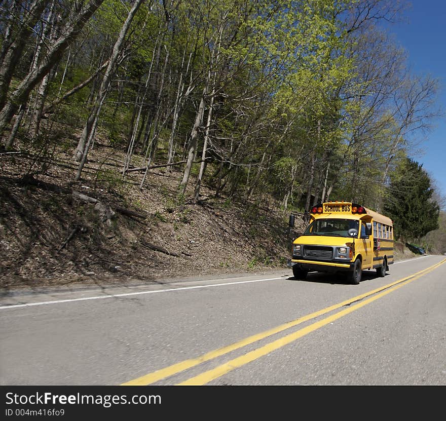 School Bus Wide Angle with Copy space