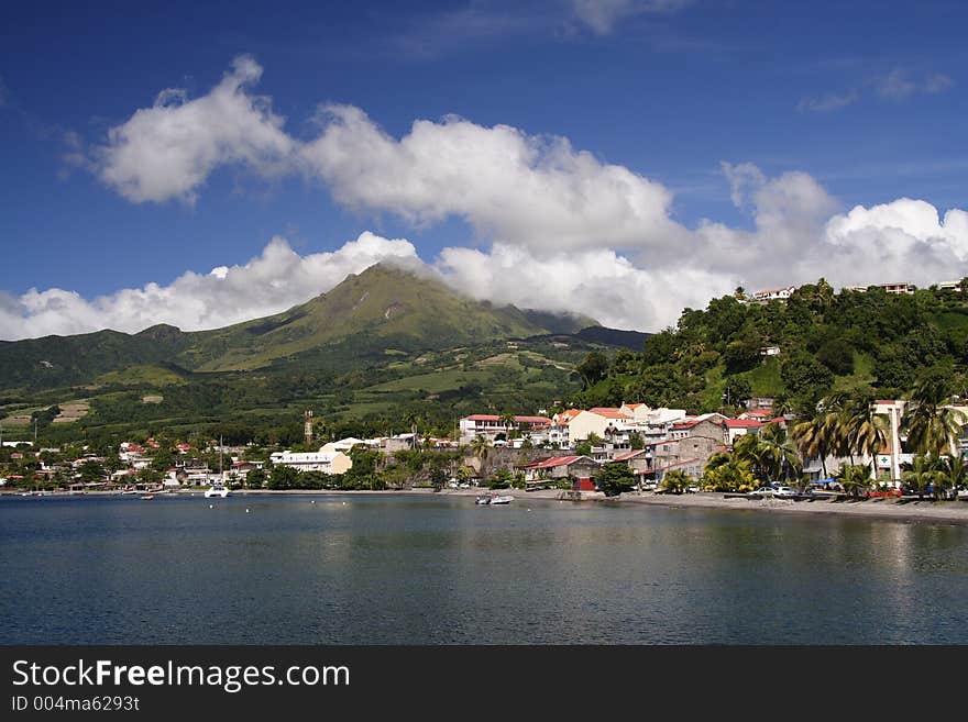 Caribbean Beach with a extinct volcano in the background. Caribbean Beach with a extinct volcano in the background