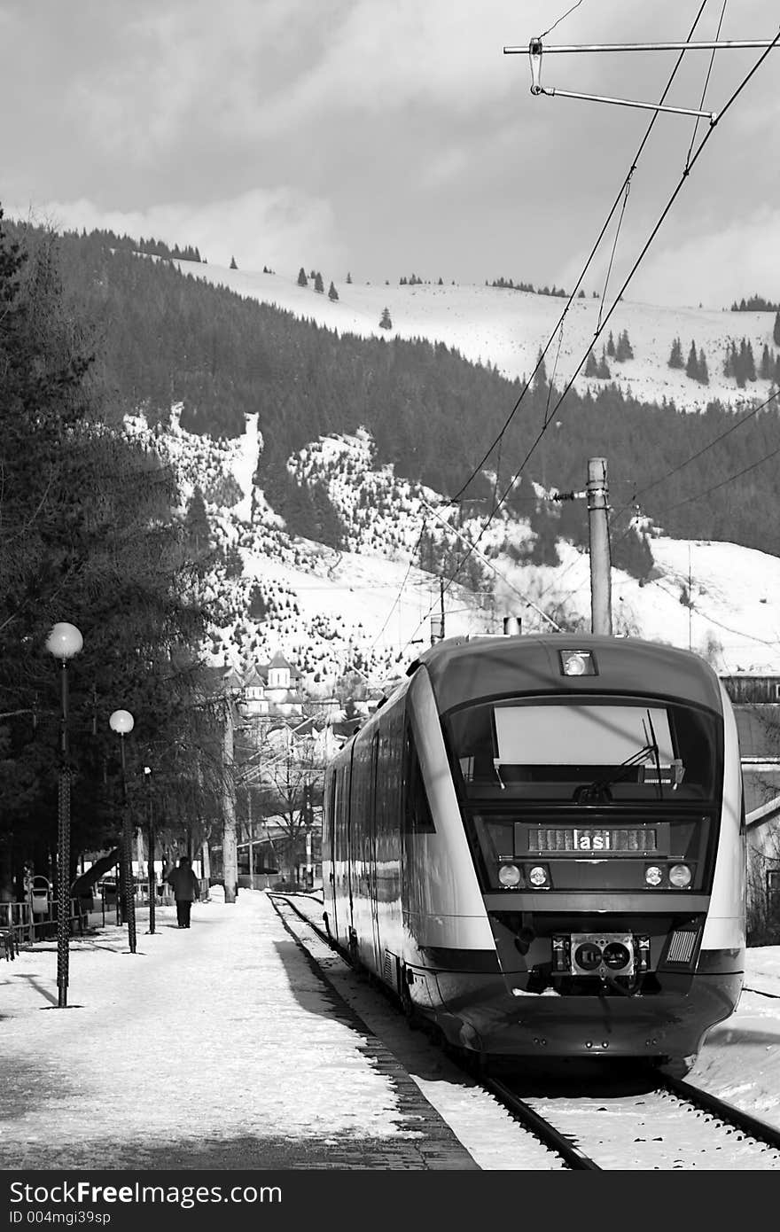 Modern Train, Winter transport. Modern Train, Winter transport