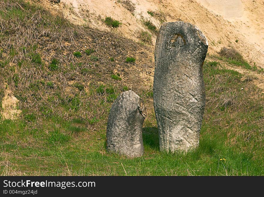 Natural growing sand rock in romanian hills near the Ramnicu Valcea city. Natural growing sand rock in romanian hills near the Ramnicu Valcea city