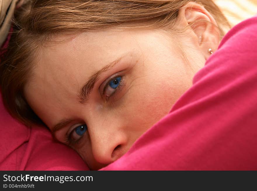 Girl with beautiful eyes hidding her face. Girl with beautiful eyes hidding her face