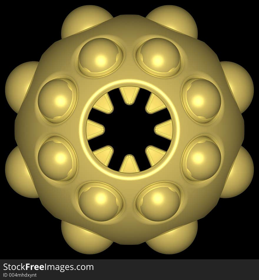 Metal sphere perforateed with spheres. Metal sphere perforateed with spheres