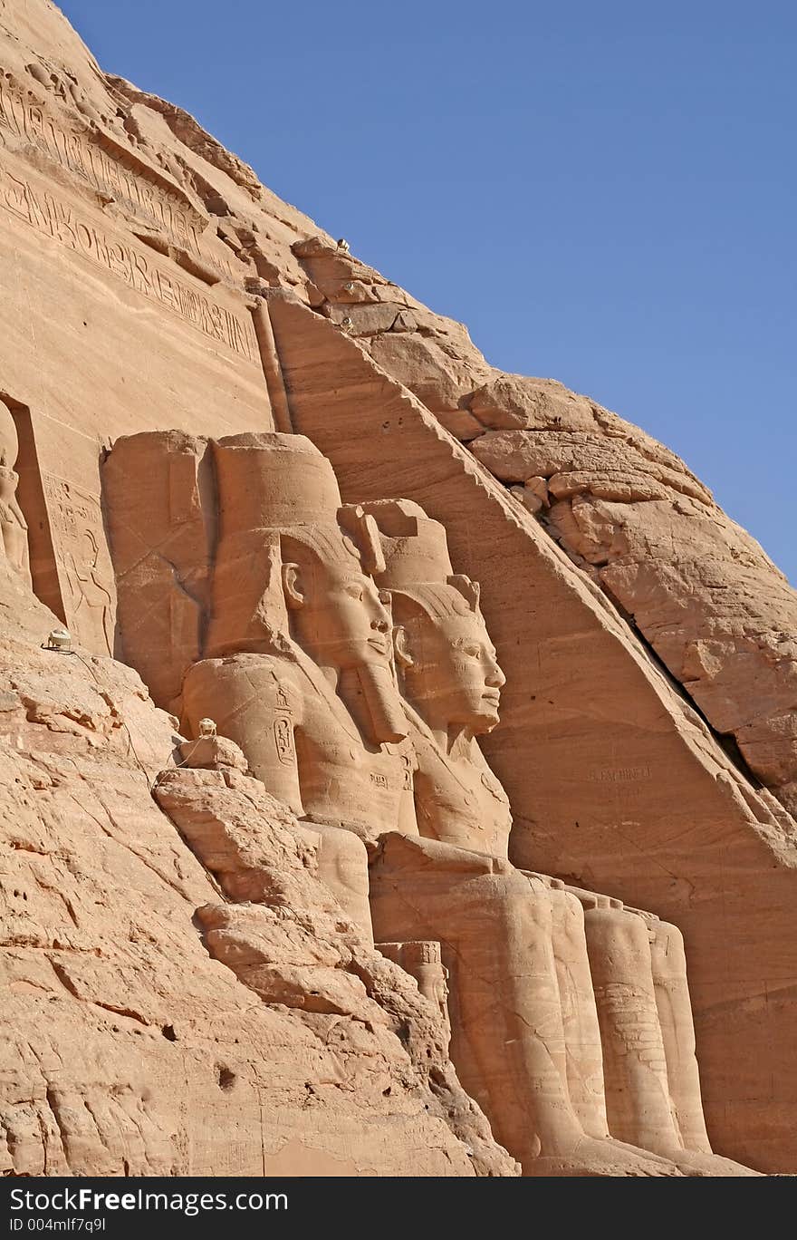 Huge statues at the Temple of Abu Simbel in Egypt