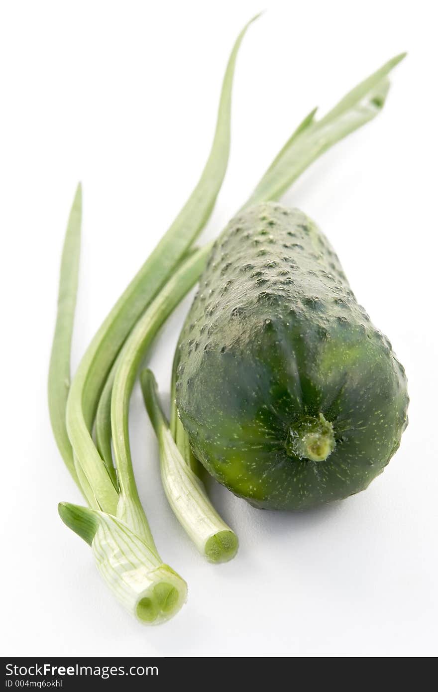 Green onions and ripe cucumber