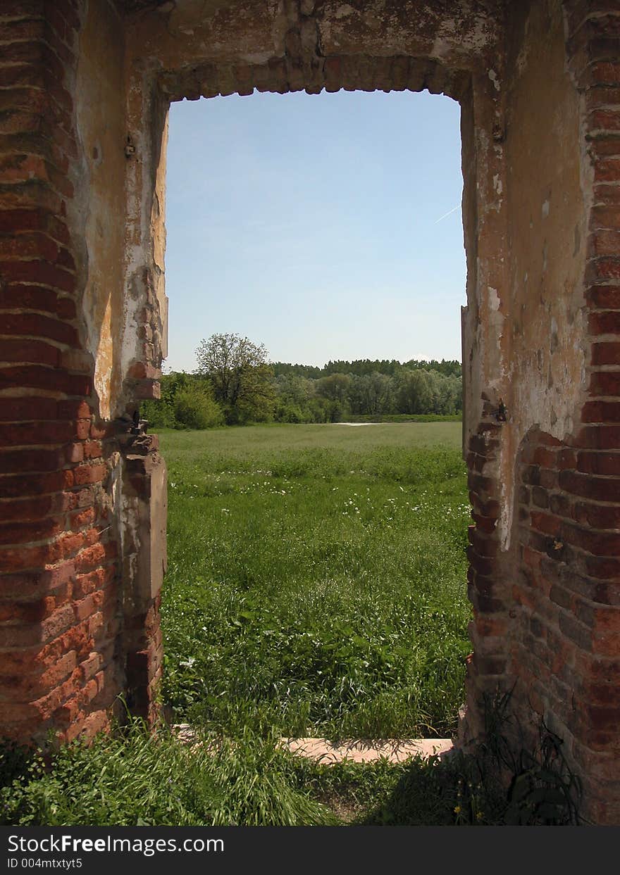 Very nice photo for meditation. So many aspects to it. Inside to out look of very old Serbian Ortodox Church destroyed in WW 2 while it was full of people. Many lost lifes inside. View towards Sava river. (south door). It was never rebuild. Hram Svetog apostola i evangeliste Luke built 1457. year. Kupinovo, Serbia. Very nice photo for meditation. So many aspects to it. Inside to out look of very old Serbian Ortodox Church destroyed in WW 2 while it was full of people. Many lost lifes inside. View towards Sava river. (south door). It was never rebuild. Hram Svetog apostola i evangeliste Luke built 1457. year. Kupinovo, Serbia.